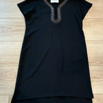 Amanda Uprichard NEW  Black Embellished V-neck Cap Sleeve Shift Dress Size P/XS Photo 0