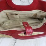 Valerie Stevens Beige Woven Red Faux-Leather Trim Handbag Women's Purse Photo 7