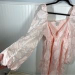 Sister Jane DREAM pink Floral Brocade Organza Mini Dress Puff Sleeve size medium Photo 2