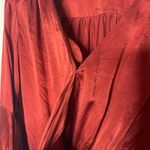 Caroline Constance extra bell sleeve silk V neck burnt orange bodysuit sz S Photo 6