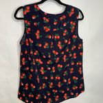 Talbots Blue Red Carnation Flora Sleeveless Blouse Sz Large Photo 5