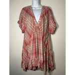 Free People  Small Agnes Mini Dress Pink Red Plaid Photo 1