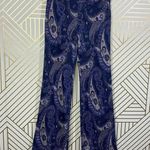Anthropologie  Maeve Maria Pant Trouser Flared Paisley Print Metallic Blue Size 0 Photo 0