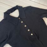 Almost Famous Women’s Black Open Back Long Sleeve Midi Polo Dress Size L Photo 3