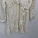 Blue Island  Ivory Silver Metallic Swim Coverup Dress Size Large Rayon Boho Photo 2