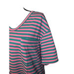 Amazon  brand Medium New in Bag Pink and Green Striped V Neck Tee Photo 7