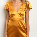 Emory park GOLD RUFFLE SLEEVE SATIN ROMPER  Photo 1