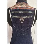 Free People Love Story Navy Southwestern Bohemian Sweater Knit Vest Tassel Sz S Photo 6