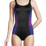 Lands' End Colorblock One Piece Soft Cup Tugless Sporty Swimsuit Size 12 D Photo 0