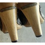 Michael Kors  Leather Studd Wood clogs Luggage Brown Platform Heels Womens Size 4 Photo 4