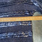 Chico's Sequin Striped Kayden Sweater Womens 2 US L Green Short Slv Blue Beaded Photo 5