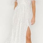 Baltic Born Marseille White Leaf Embossed Tulle Maxi Dress Photo 0