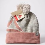 Reebok Womens Gray & Pink Knit Beanie Hat With Pom NEW Photo 0