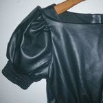 Habitual  10 XS Pleather Puff Sleeve Faux Leather Mini Dress Black Photo 2