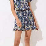 Loft  Short Sleeve Floral Print Tie-Waist Romper in Navy Blue Size S EUC! Photo 0