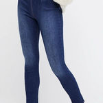 Free People Ultra High Rise Dark Wash Pull On Skinny Stretch Jeans Photo 0