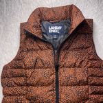 Lands' End Womens Burnt Orange Leopard Print Down Puffer Vest Size S Photo 2