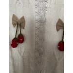 Cherry Sweet Cardigan Sweater Women Casual L/S Oversized Cozy Cottagecore White Size 00 Photo 4