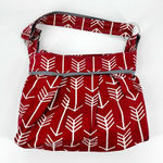 MARANDA LEE Red‎ White Printed Tote Bag Diaper Bag Carry All Canvas Over Sized Red Photo 0