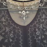 Free People  Pennies Squel Navy Sheer Embroidered Top Size Small Photo 10