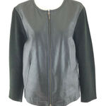 Alfani Womens Jacket Leather Wool Blend Knit Full Zip Black Size M Photo 0