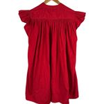 Madewell  Flutter Sleeve‎ Button-Front Poplin Mini Dress Red Pcockets Size Large Photo 4