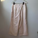 Majorelle  Theo gingham check print tan and cream wide leg pants w/ tassel detail Photo 2
