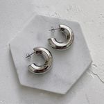 Bold Silver Hoops Earrings Chunky Silver Hoops Earrings Photo 0