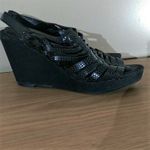 NY&C Black Wedges Wedge Sandals Size 7 Photo 2