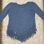 Soft Surroundings Serena Nubby Knit Blue Fringe Sweater Medium Photo 2