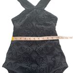 Shoshanna Black Embossed Stretch Eyelet High Neck One Piece Swimsuit Zero 0 XS Photo 6