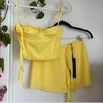 White Fox Boutique floral yellow corset and mini skirt set  Photo 1