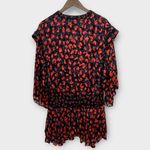IRO  River Smocked Fil Coupe Mini Dress Women's Size 2‎ Red Blue Silk Blend Print Photo 8