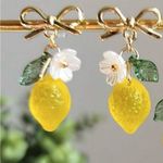 Lemon Bow Dangle Earrings Yellow Photo 1