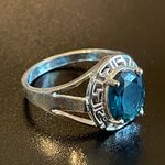 Blue sapphire silver plated ring size 9 Photo 1