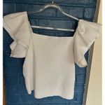 Strut & Bolt White Square Neck Top Ruffle Sleeve Knit Blouse Modern Sleeveless Photo 7