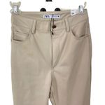 ZARA  Faux Leather Super High Rise Slim Flare Pants Slit Size 2 34 Long Beige Photo 4