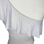 Kona Sol  Target One Shoulder Ruffle Eyelet Bikini Top Padded Size Medium White Photo 8