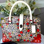 Coach  Mercer Satchel Floral Print Handbag with Red Accents Photo 11