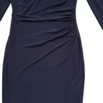 Lauren Ralph Lauren Cocktail Wrap Dress Womens 6 Navy Cold Shoulder Long Sleeve Blue Photo 4