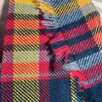 Unbranded Women's Flannel Infinity Scarf Red Yellow Black Plaid Fringe Photo 3