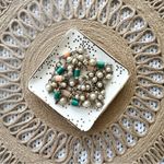 J.Crew  Set of 2 Gold Tone Pearl Accent Peach Green Stone Strand Necklaces Lot Photo 1