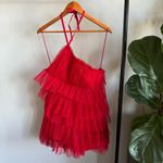 Alexis ✨SALE  Raina Tiered Tulle Halter Mini Dress Cherry Red Size M NWT Photo 5
