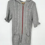 Hollister Y2K Sweater Women Medium Grey Cable Knit Long Cardigan Full Zip Hoodie Photo 0
