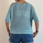 Carina Ricci Blue Cold Shoulder Knit Sweater Photo 2