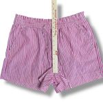 Loft  Pink White Striped Elastic Waist Cotton Shorts Women’s Medium Photo 3