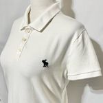 Abercrombie & Fitch Y2K Moose Logo Short Sleeve Polo Shirt White Size Medium Photo 6