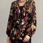 CAbi Floral Ruffle Tie Front Sheer Blouse // Size Small Photo 0