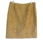 Tommy Bahama Gold Paisley 100% Silk Lined Pencil Skirt Size 6 Photo 0
