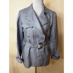 Reiss Arta Light Blue Chambray 100% Linen Draped Belted Jacket Womens 4 Photo 1